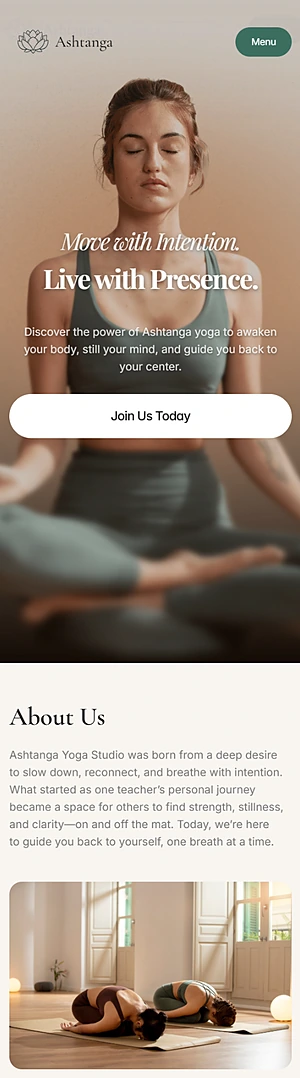 אתר Ashtanga, תצוגת מובייל